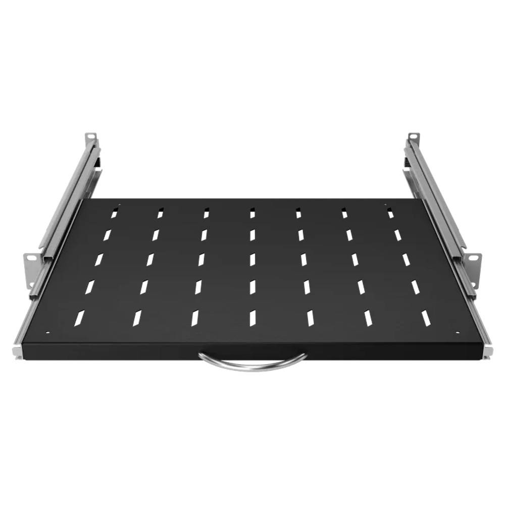 19 Zoll Fachboden ausziehbar Vollauszug 350 mm 30 kg Tragkraft Serverschrank schwarz-1