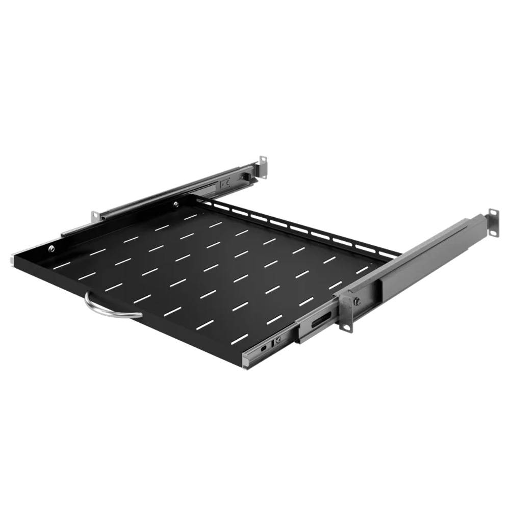 19 Zoll Fachboden ausziehbar Vollauszug 350 mm 30 kg Tragkraft Serverschrank schwarz-3