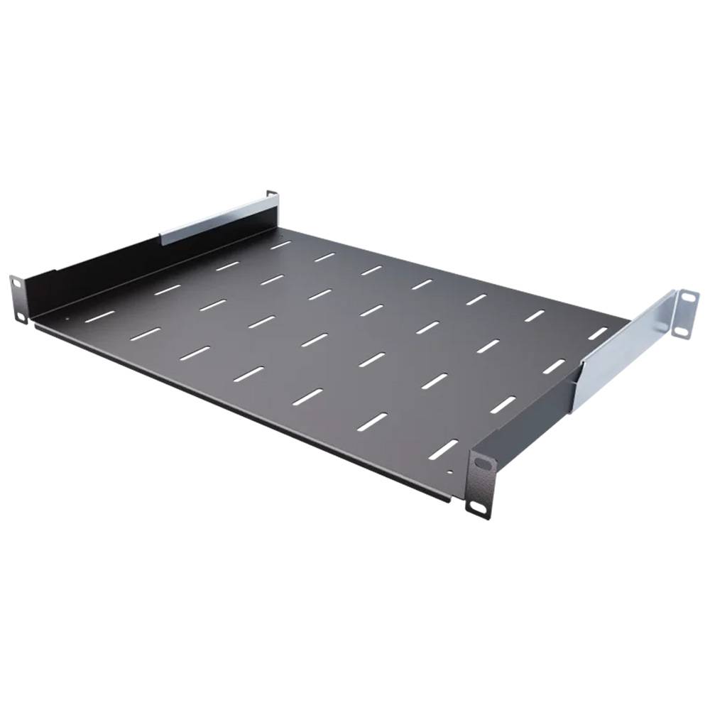 19 Zoll Geräteablage 350 mm Tiefenverstellbar 40 kg Tragkraft für Netzwerkschränke Schwarz-0