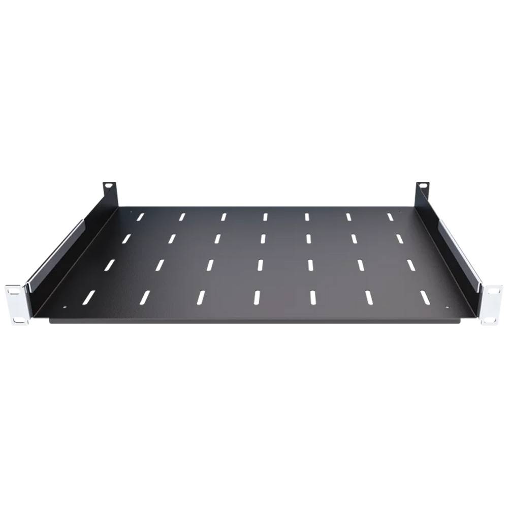 19 Zoll Geräteablage 350 mm Tiefenverstellbar 40 kg Tragkraft für Netzwerkschränke Schwarz-3