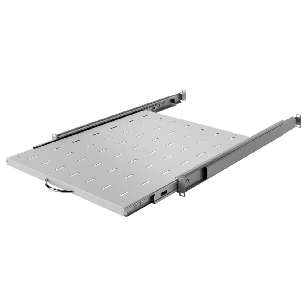 19 Zoll Fachboden Ausziehbar Vollauszug 550 mm 30 kg Tragkraft Netzwerkschrank Lichtgrau-0