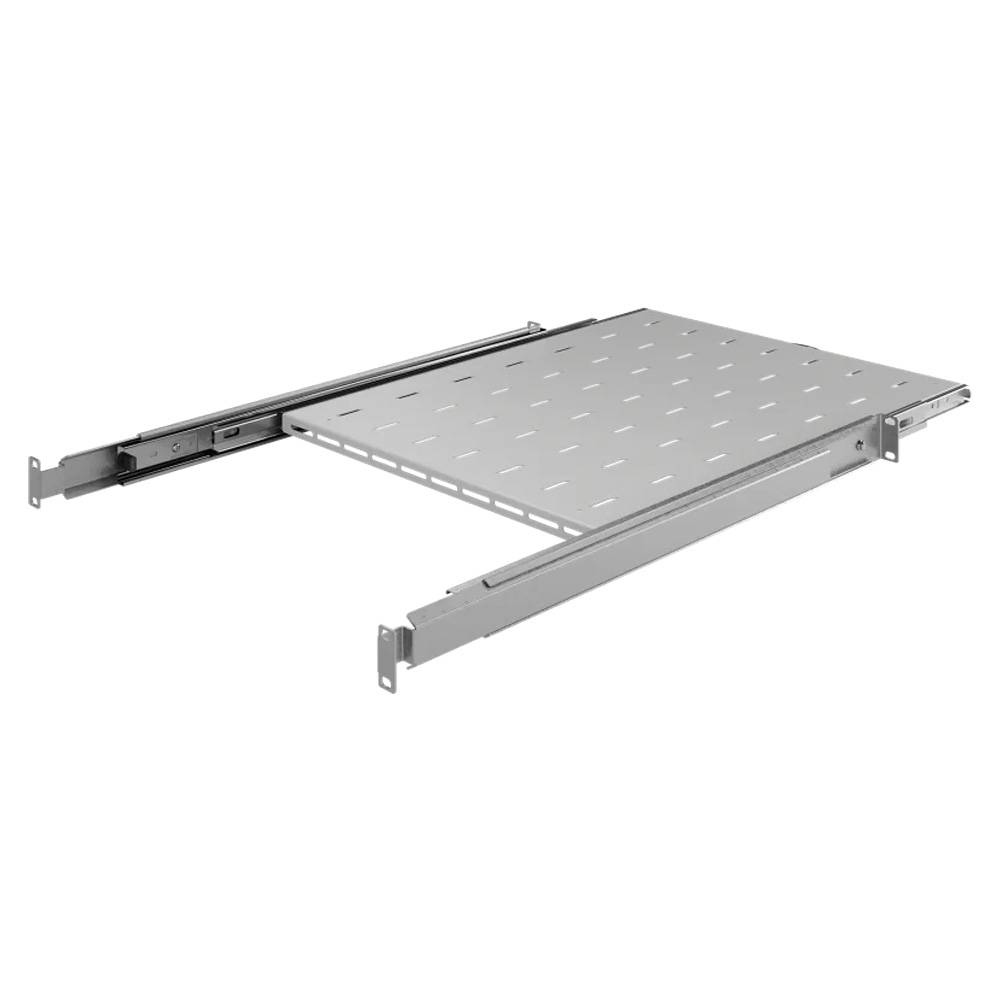 19 Zoll Fachboden Ausziehbar Vollauszug 550 mm 30 kg Tragkraft Netzwerkschrank Lichtgrau-3