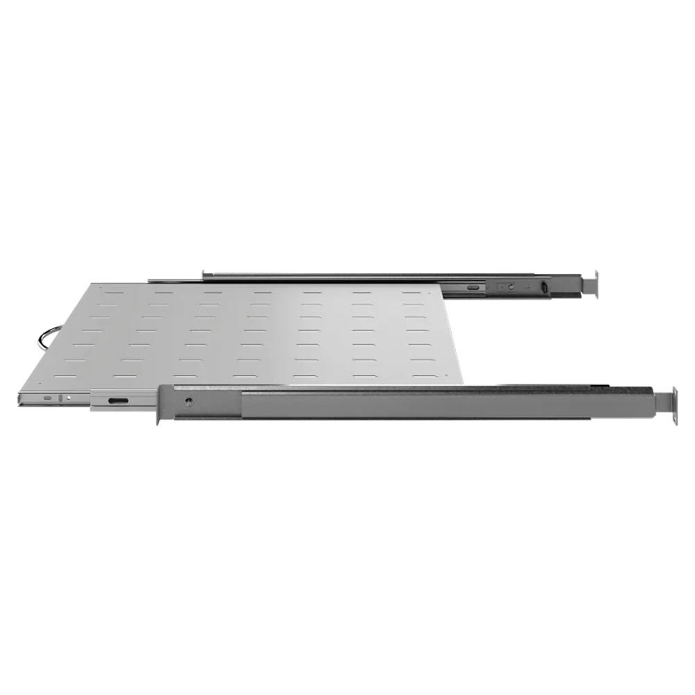 19 Zoll Fachboden Ausziehbar Vollauszug 550 mm 30 kg Tragkraft Netzwerkschrank Lichtgrau-4