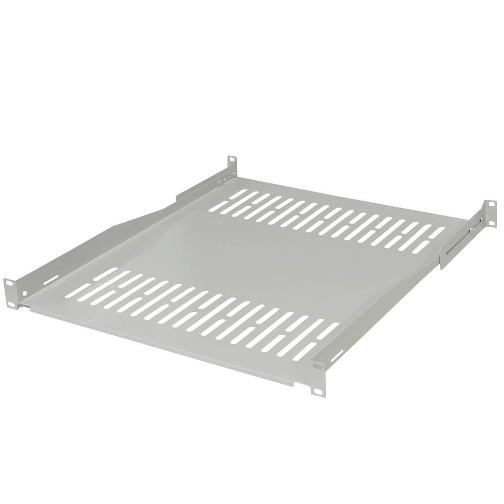 19 Zoll Fachboden Geräteablage Tragkraft 60 kg Tiefe 450 mm Tiefenvariable Befestigung - Lichtgrau-0