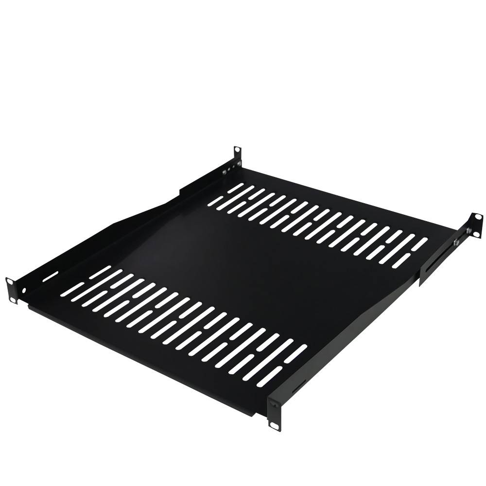 19 Zoll Fachboden 550 mm Tiefenverstellbar Traglast 60 kg Tragkraft Netzwerkschrank Schwarz-0