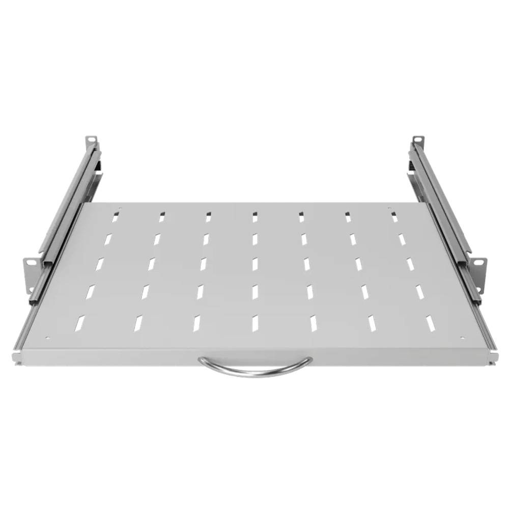 19 Zoll Fachboden ausziehbar Vollauszug 350 mm 30 kg Tragkraft Netzwerkschrank lichtgrau-1