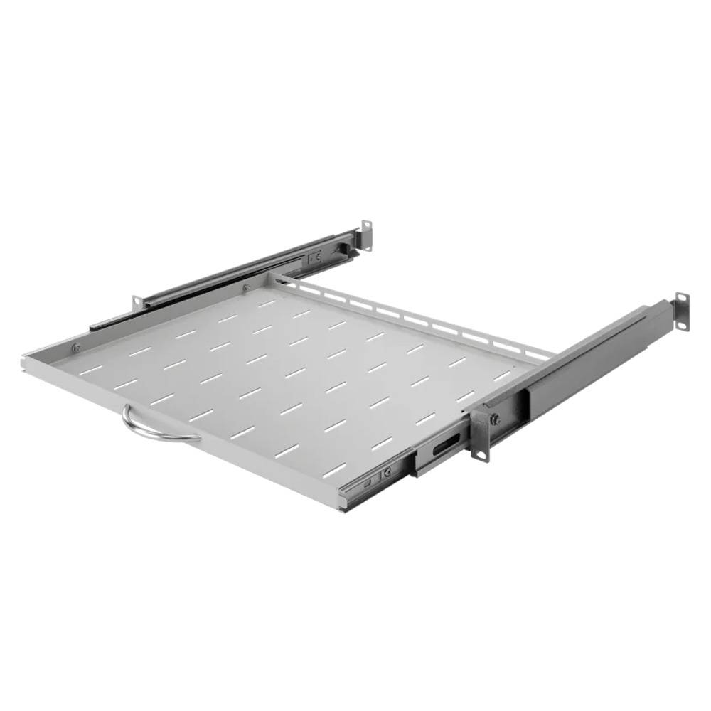 19 Zoll Fachboden ausziehbar Vollauszug 350 mm 30 kg Tragkraft Netzwerkschrank lichtgrau-2