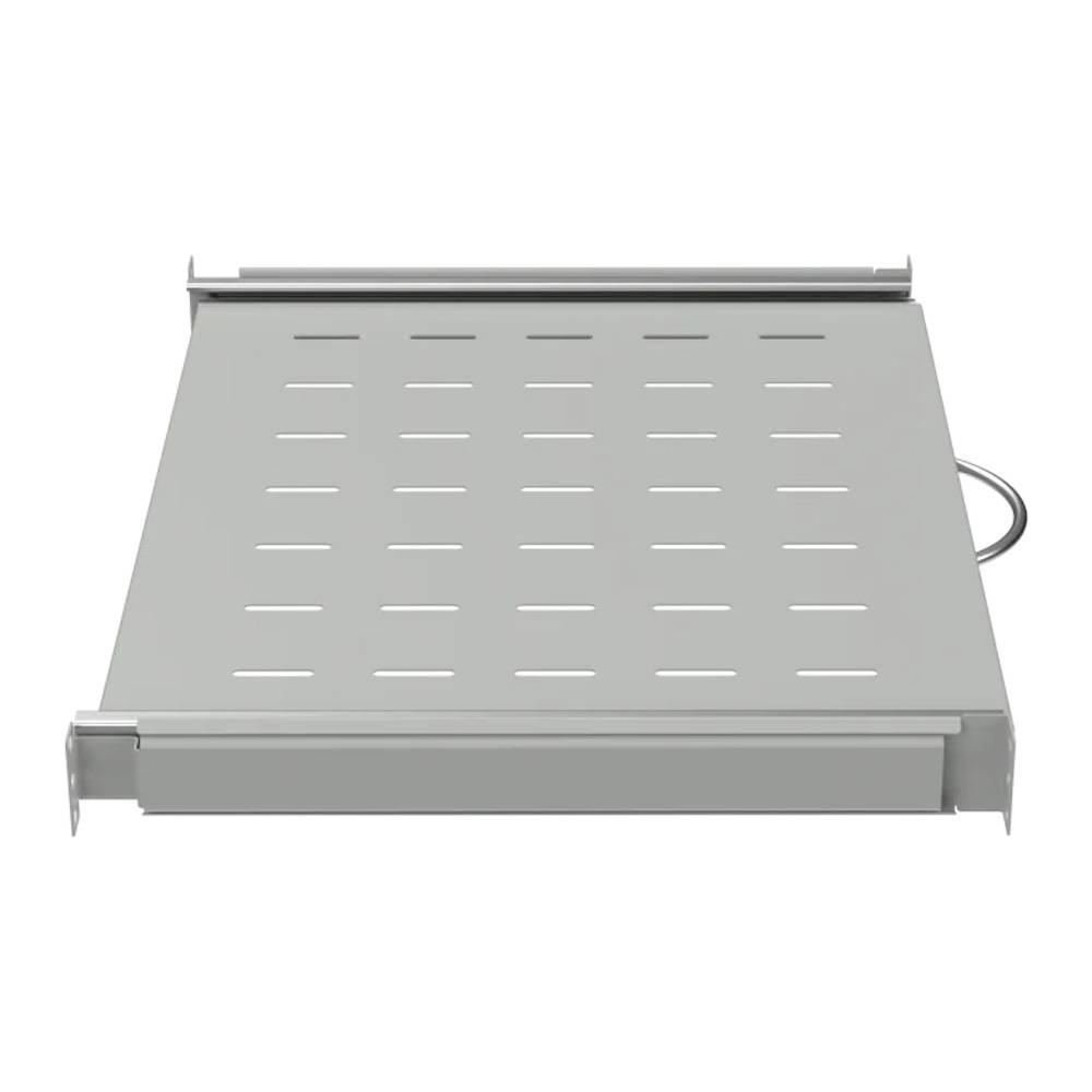 19 Zoll Fachboden ausziehbar Vollauszug 350 mm 30 kg Tragkraft Netzwerkschrank lichtgrau-4