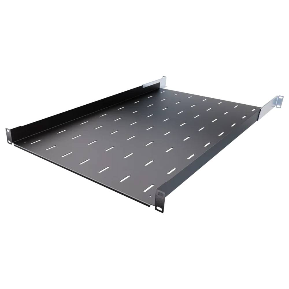 19 Zoll Fachboden Geräteablage - Tragkraft 40 kg - Tiefe 750 mm - tiefenvariable Befestigung - Schwarz-0