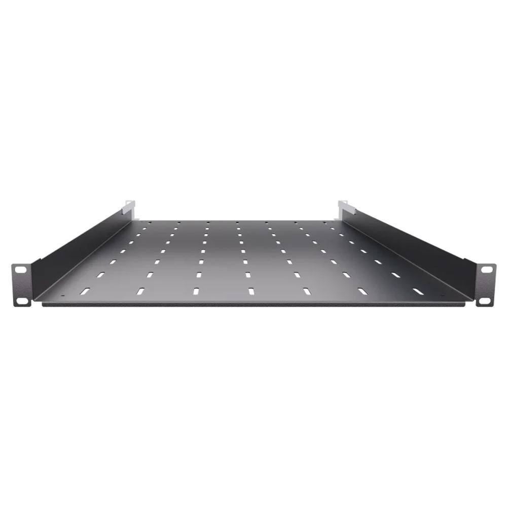 19 Zoll Fachboden Geräteablage - Tragkraft 40 kg - Tiefe 750 mm - tiefenvariable Befestigung - Schwarz-1