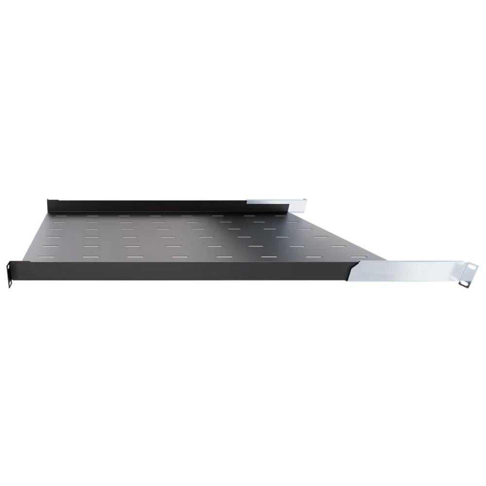 19 Zoll Fachboden Geräteablage - Tragkraft 40 kg - Tiefe 750 mm - tiefenvariable Befestigung - Schwarz-2