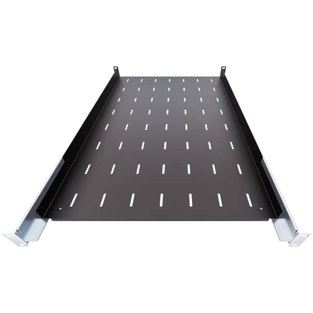 19 Zoll Fachboden Geräteablage - Tragkraft 40 kg - Tiefe 750 mm - tiefenvariable Befestigung - Schwarz-3