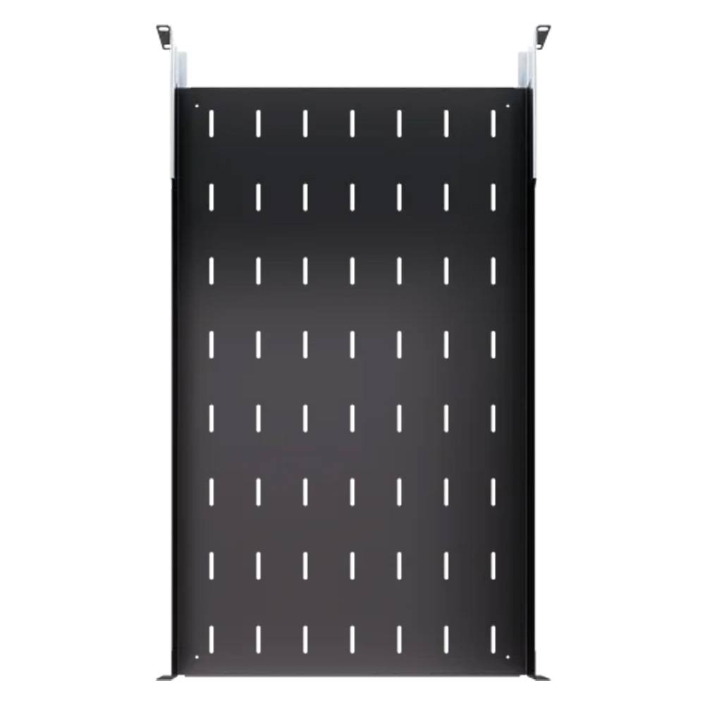 19 Zoll Fachboden Geräteablage - Tragkraft 40 kg - Tiefe 750 mm - tiefenvariable Befestigung - Schwarz-4