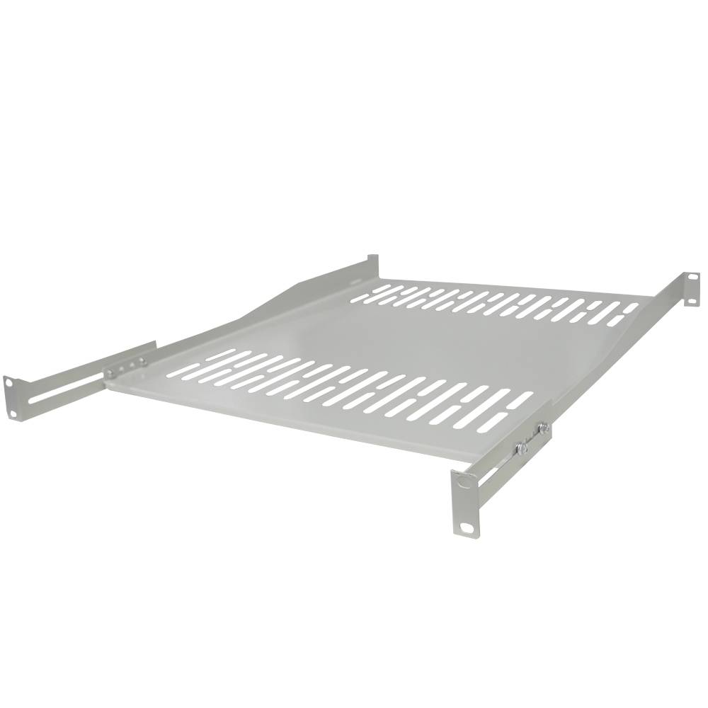 19 Zoll Fachboden Geräteablage Tragkraft 60 kg Tiefe 450 mm Tiefenvariable Befestigung - Lichtgrau-2
