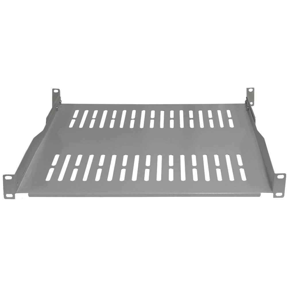 19 Zoll Fachboden 350 mm Tiefenverstellbar 60 kg Tragkraft Profi Geräteablage Lichtgrau-0