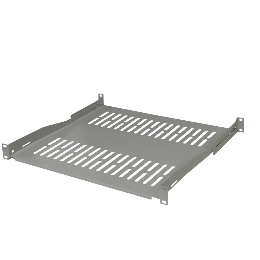 19 Zoll Fachboden 350 mm Tiefenverstellbar 60 kg Tragkraft Profi Geräteablage Lichtgrau-1