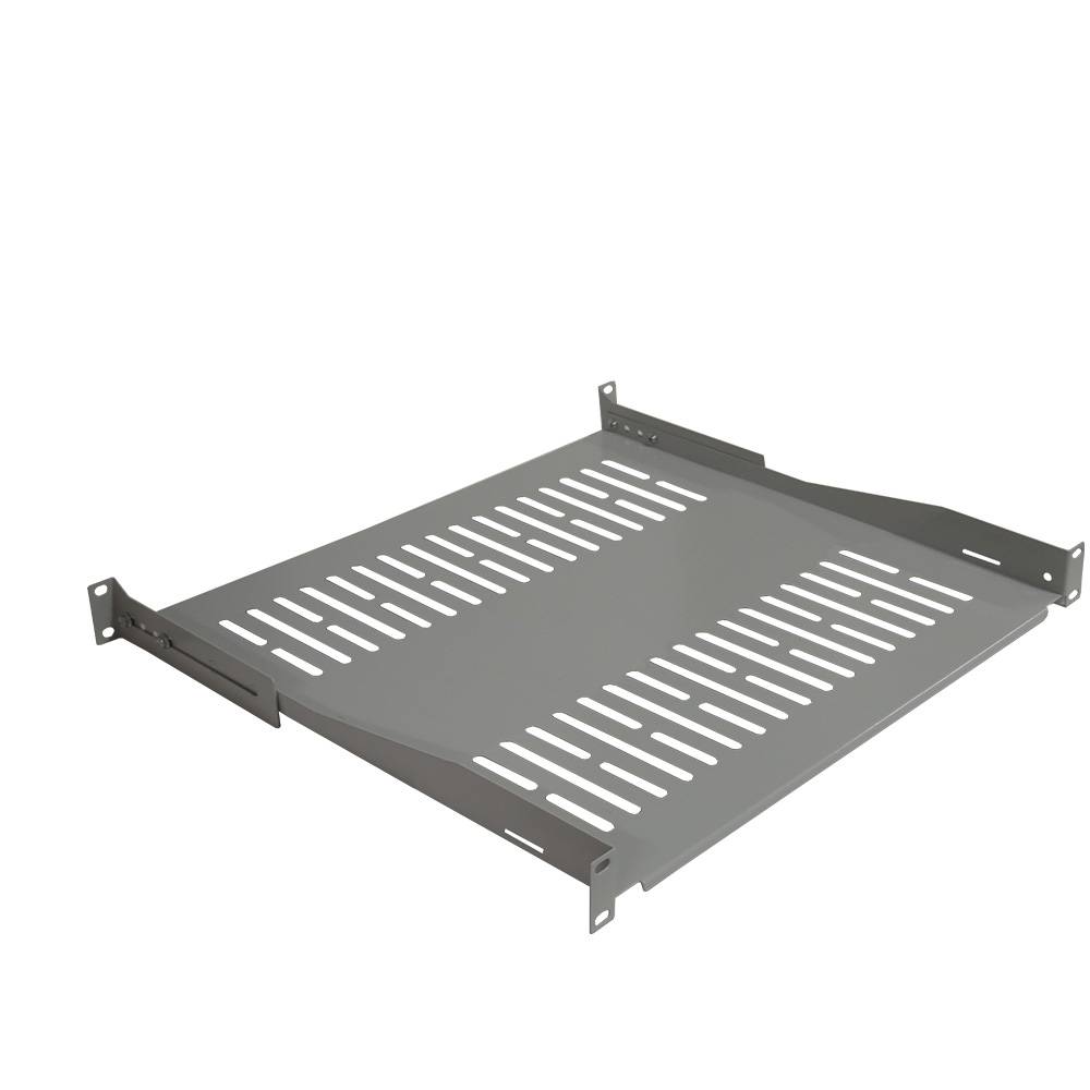 19 Zoll Fachboden 350 mm Tiefenverstellbar 60 kg Tragkraft Profi Geräteablage Lichtgrau-2
