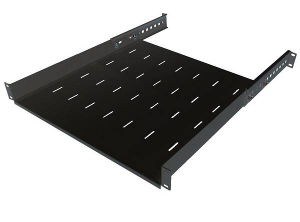 19 Zoll Fachboden Geräteablage - Tragkraft 40 kg - Tiefe 550 mm - tiefenvariable Befestigung - Schwarz