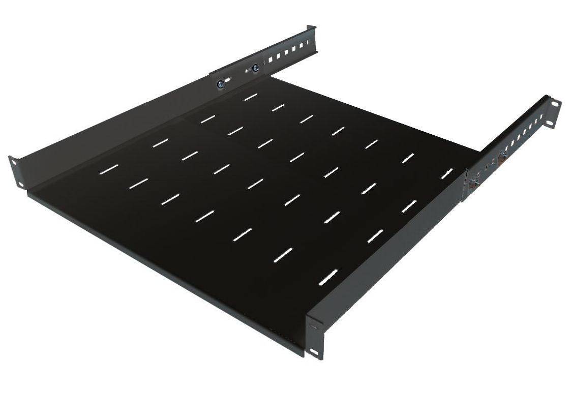 19 Zoll Fachboden / Geräteablage - Tragkraft 40 kg - Tiefe 650 mm - tiefenvariable Befestigung - schwarz-0