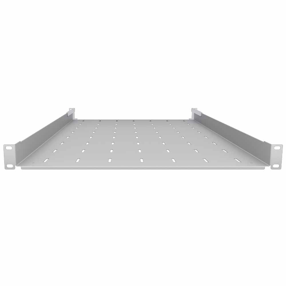 19 Zoll Fachboden 750 mm Tiefenverstellbar Traglast 40 kg Tragkraft Geräteablage Lichtgrau-1