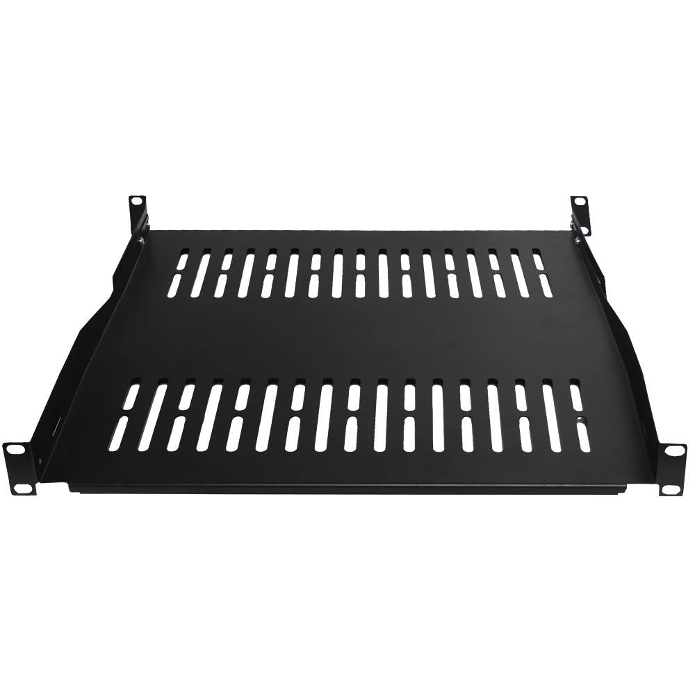 19 Zoll Fachboden 350 mm Tiefenverstellbar Traglast 60 kg Tragkraft stabile Ablage Schwarz-2