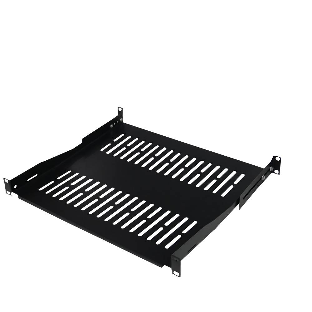 19 Zoll Fachboden 350 mm Tiefenverstellbar Traglast 60 kg Tragkraft stabile Ablage Schwarz-0