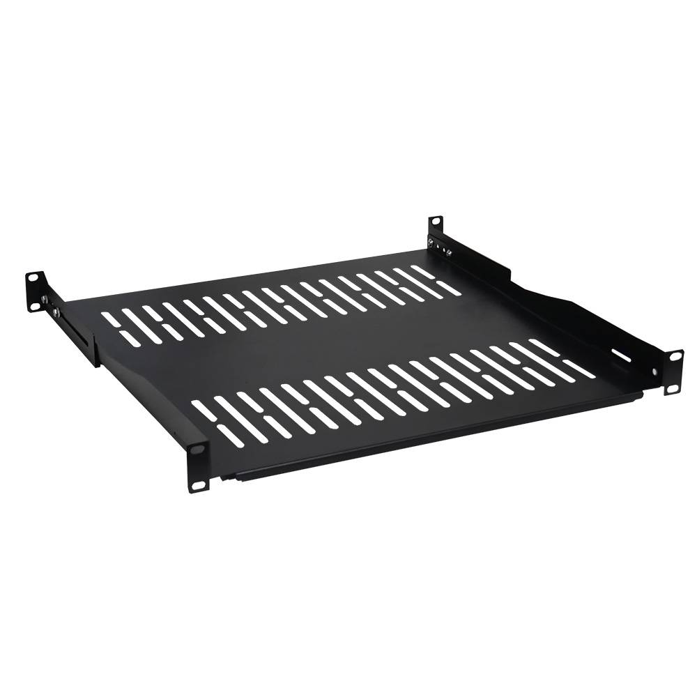 19 Zoll Fachboden 350 mm Tiefenverstellbar Traglast 60 kg Tragkraft stabile Ablage Schwarz-3