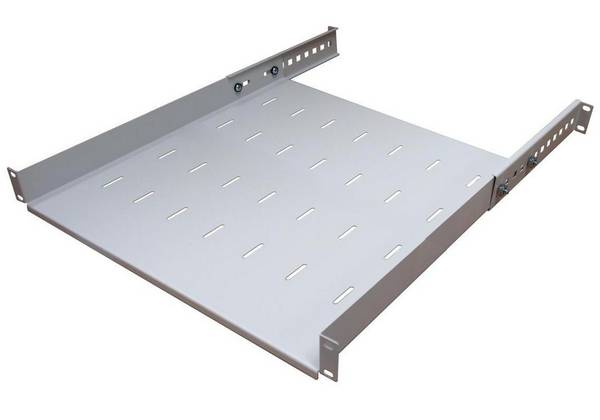 19 Zoll Fachboden Geräteablage Tragkraft 40 kg Tiefe 650 mm Tiefenvariable Befestigung - Lichtgrau