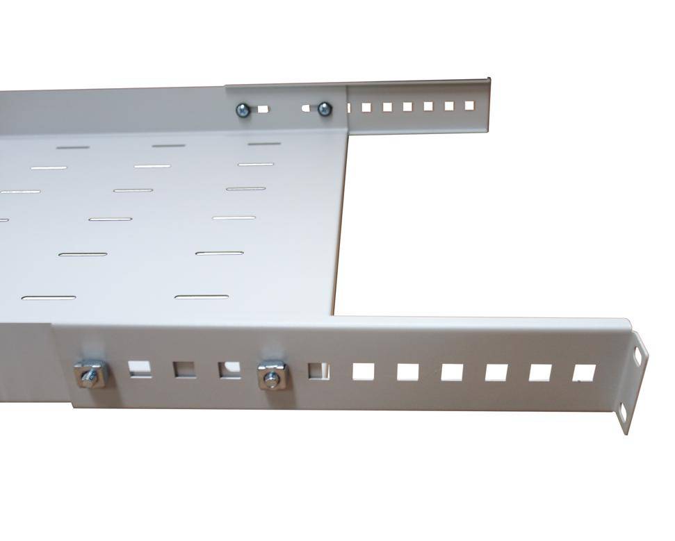 19 Zoll Fachboden ausziehbar Vollauszug Tiefe 650 mm 40 kg Tragkraft Serverschrank lichtgrau-2
