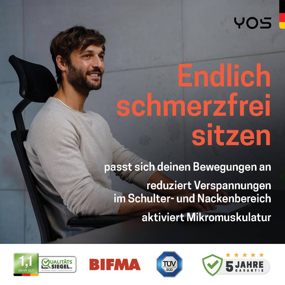 YOS ergonomischer Bürostuhl YOS S5, Netzrücken, gesundes Sitzen, gg. Rückenschmerzen, MADEinGER-2