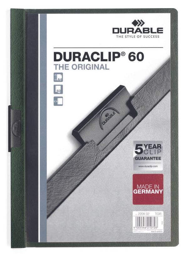 DURABLE Klemmhefter Duraclip DIN A4 dunkelgrün 220932
