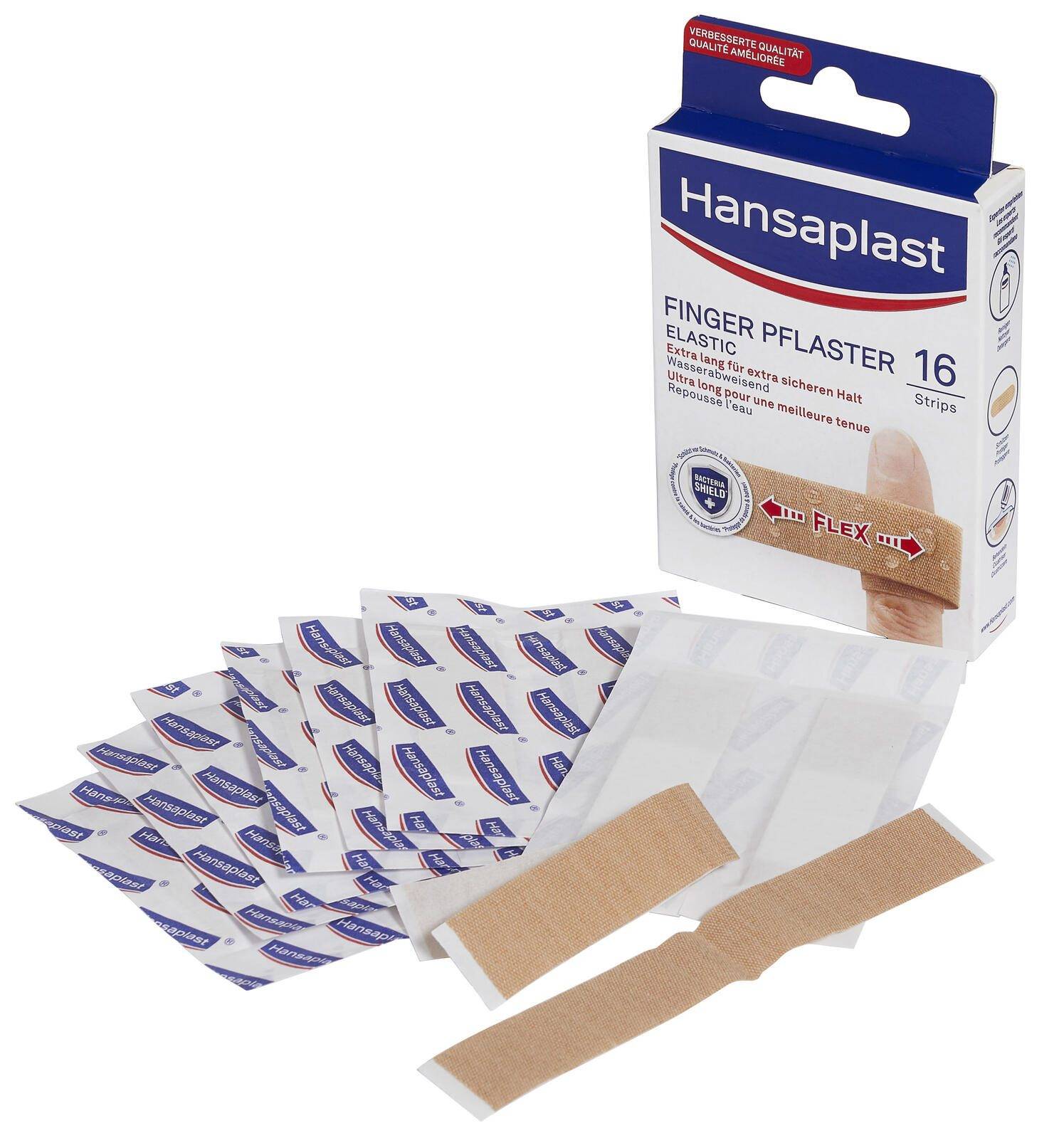 Hansaplast 76861-00000, 1,9 x 12 cm, 16 Stück(e), Rechteckig, Beige, Stoff, Clean the wound and gently wipe away any for-0