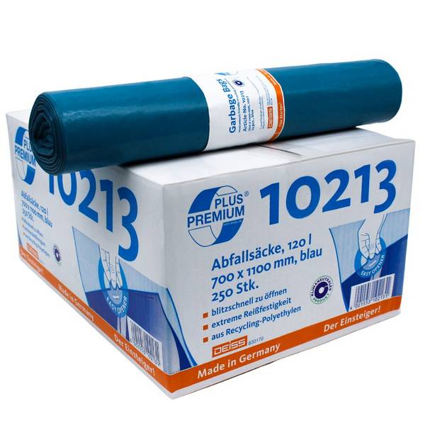 DEISS Premium Plus® Typ-60 Abfallsäcke 10213, 120 Liter - Karton / 120 Liter | Karton (10 Rollen)