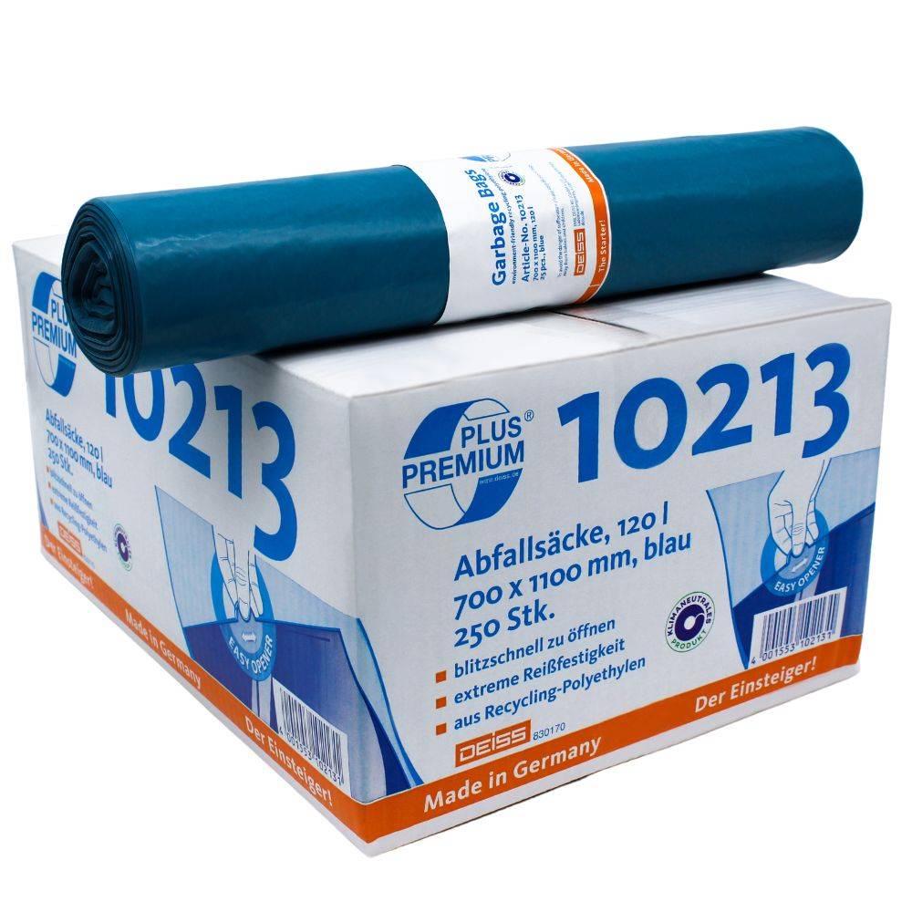 DEISS Premium Plus® Typ-60 Abfallsäcke 10213, 120 Liter - Karton / 120 Liter | Karton (10 Rollen)-0