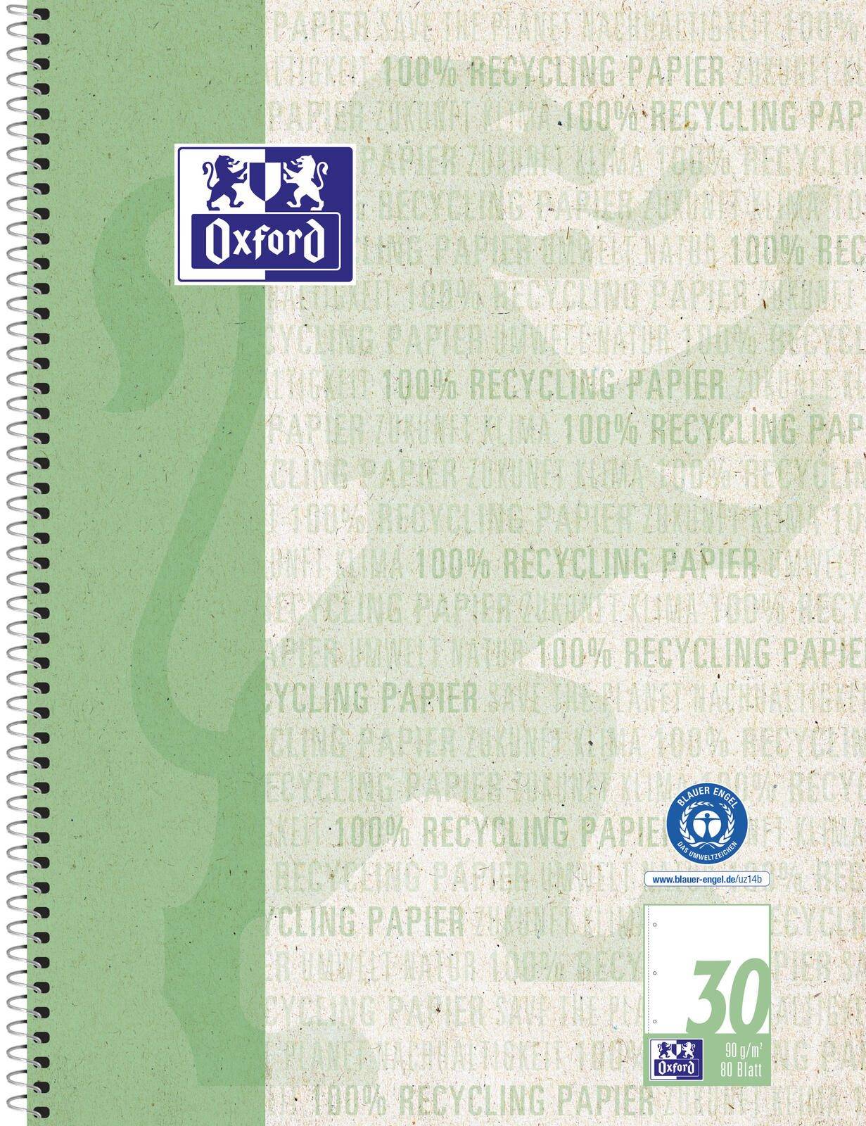 Oxford 400159361, Monochromatisch, Grün, A4+, 800 Blätter, 90 g/m², Universal-0