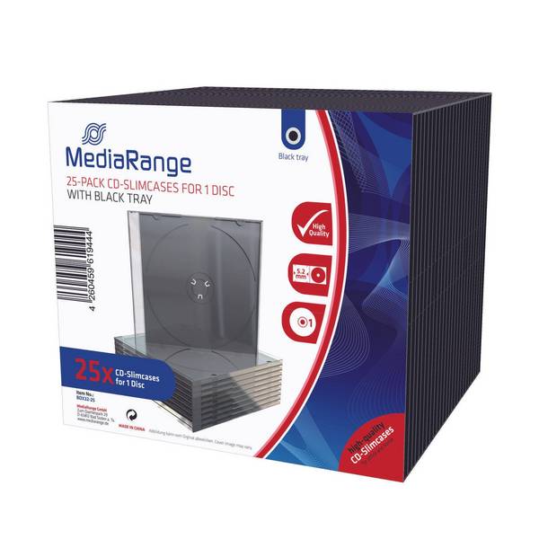 MEDIARANGE CD Slimcase 1Disc Black 25 R Leerhüllen Kapazitaet LEER