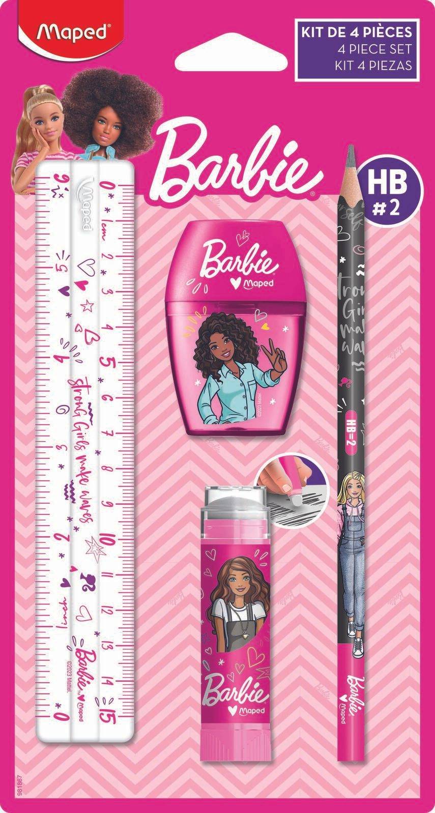 Maped Schreibset Barbie, 4-teilig, auf Blisterkarte-0