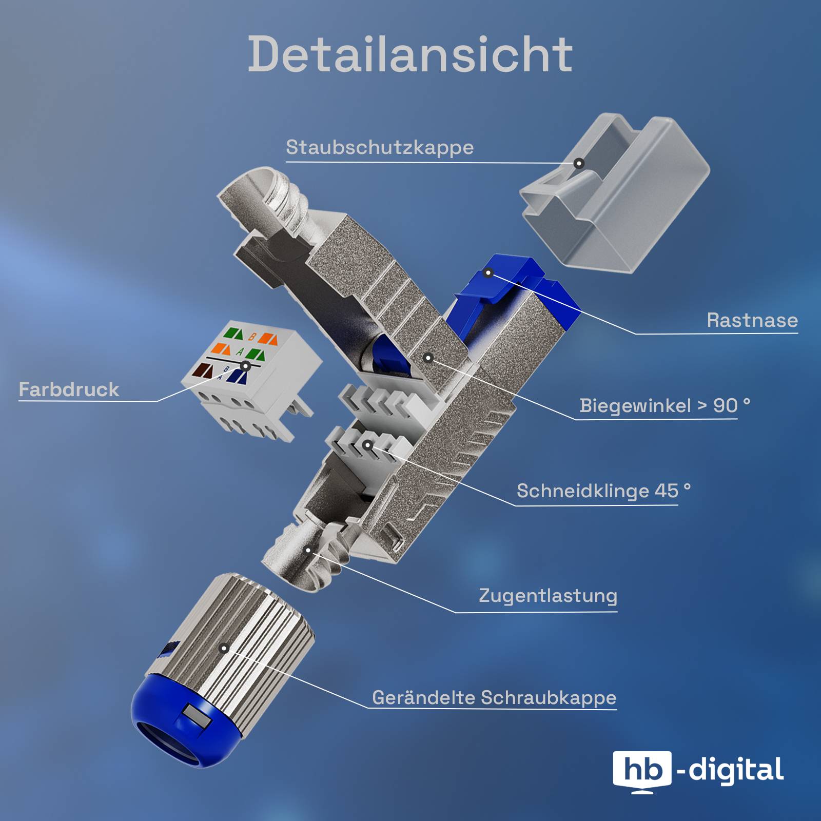 hb-digital 12x RJ45 Netzwerkstecker CAT 8 LAN Stecker PoE vergoldete Kontakte-2
