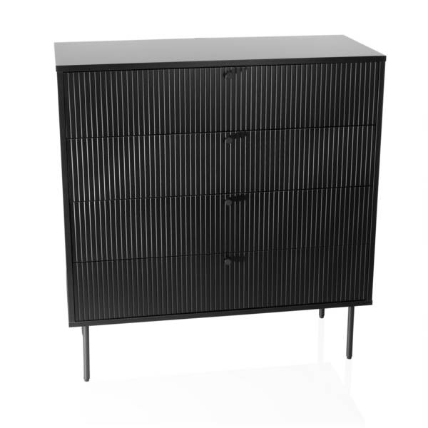 Kommode KARBY K 90x40x95 cm 4 Schubladen schwarz hjh LIVING