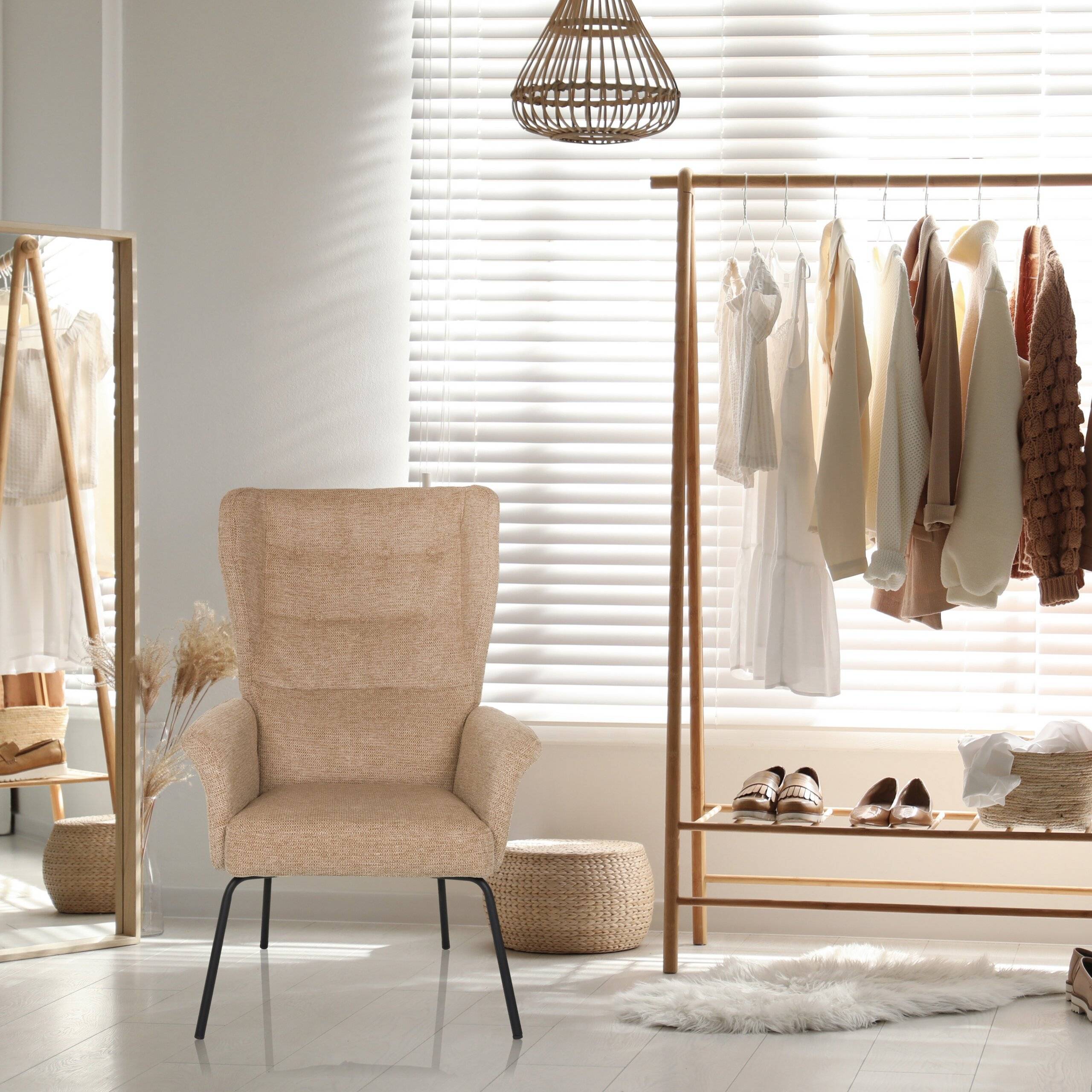 Relaxsessel Ohrensessel HAVENIO Stoff beige hjh LIVING-3