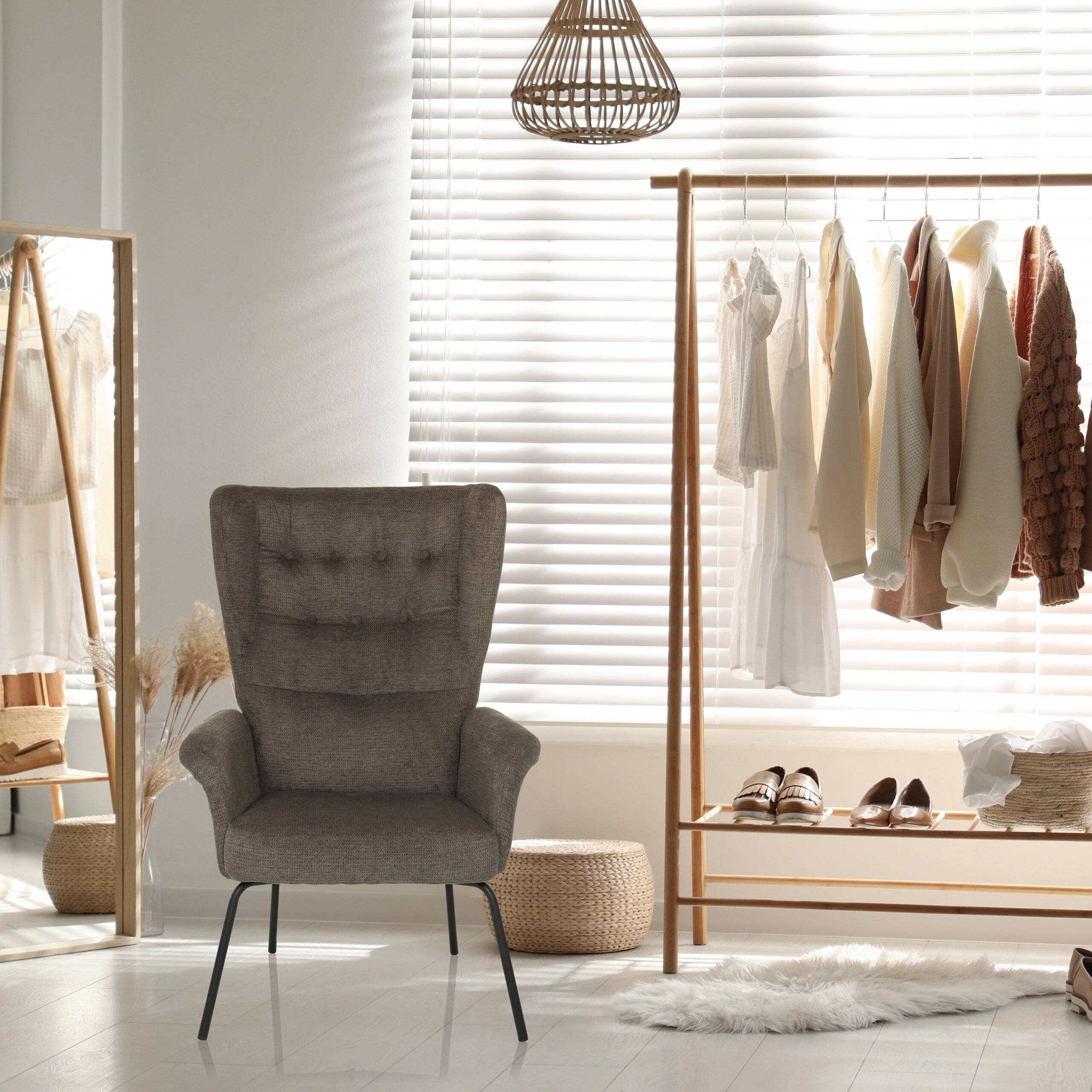 Relaxsessel Ohrensessel HAVENIO Stoff dunkelgrau hjh LIVING-3
