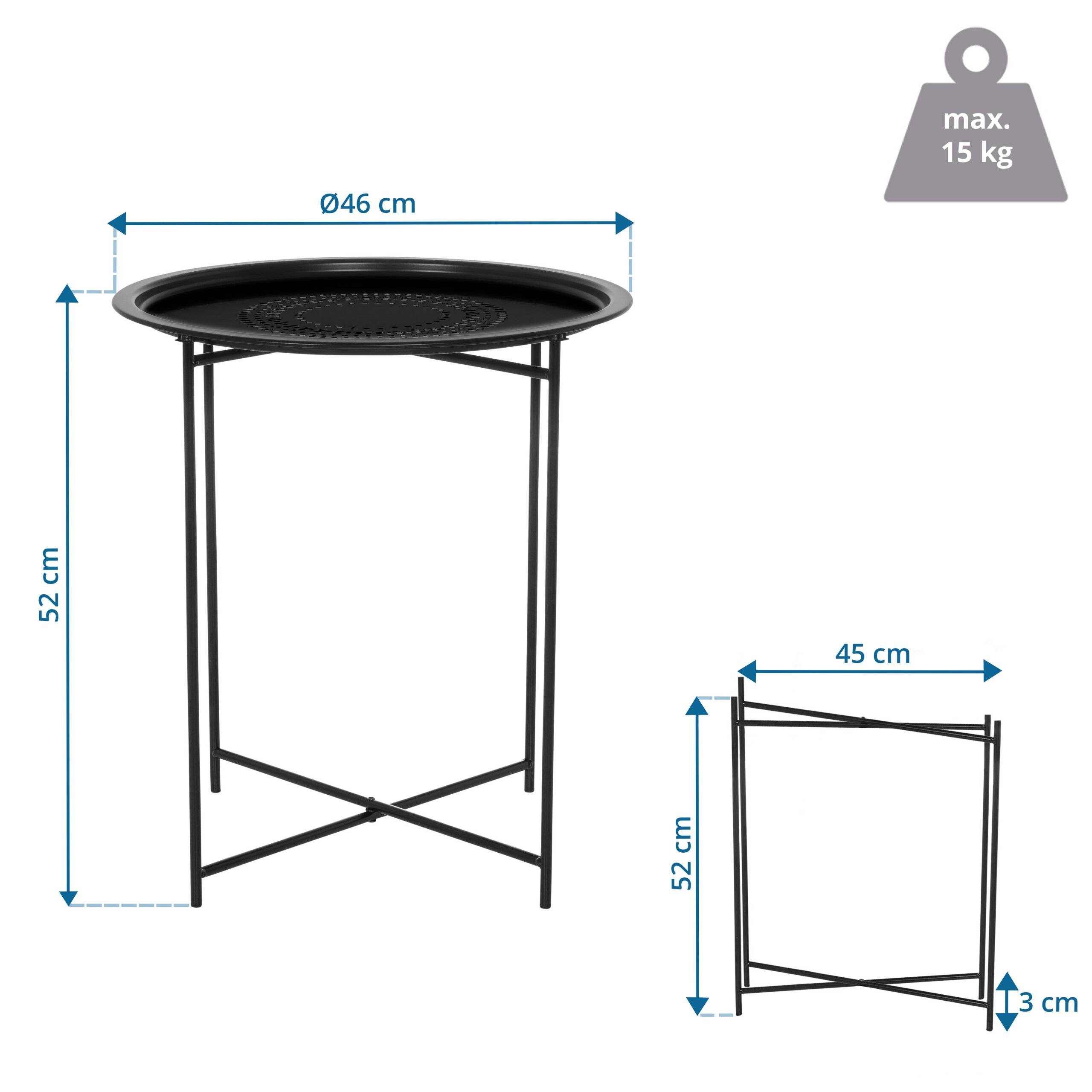 Beistelltisch Couchtisch Sofatisch ALLRUND Metall schwarz hjh LIVING-1