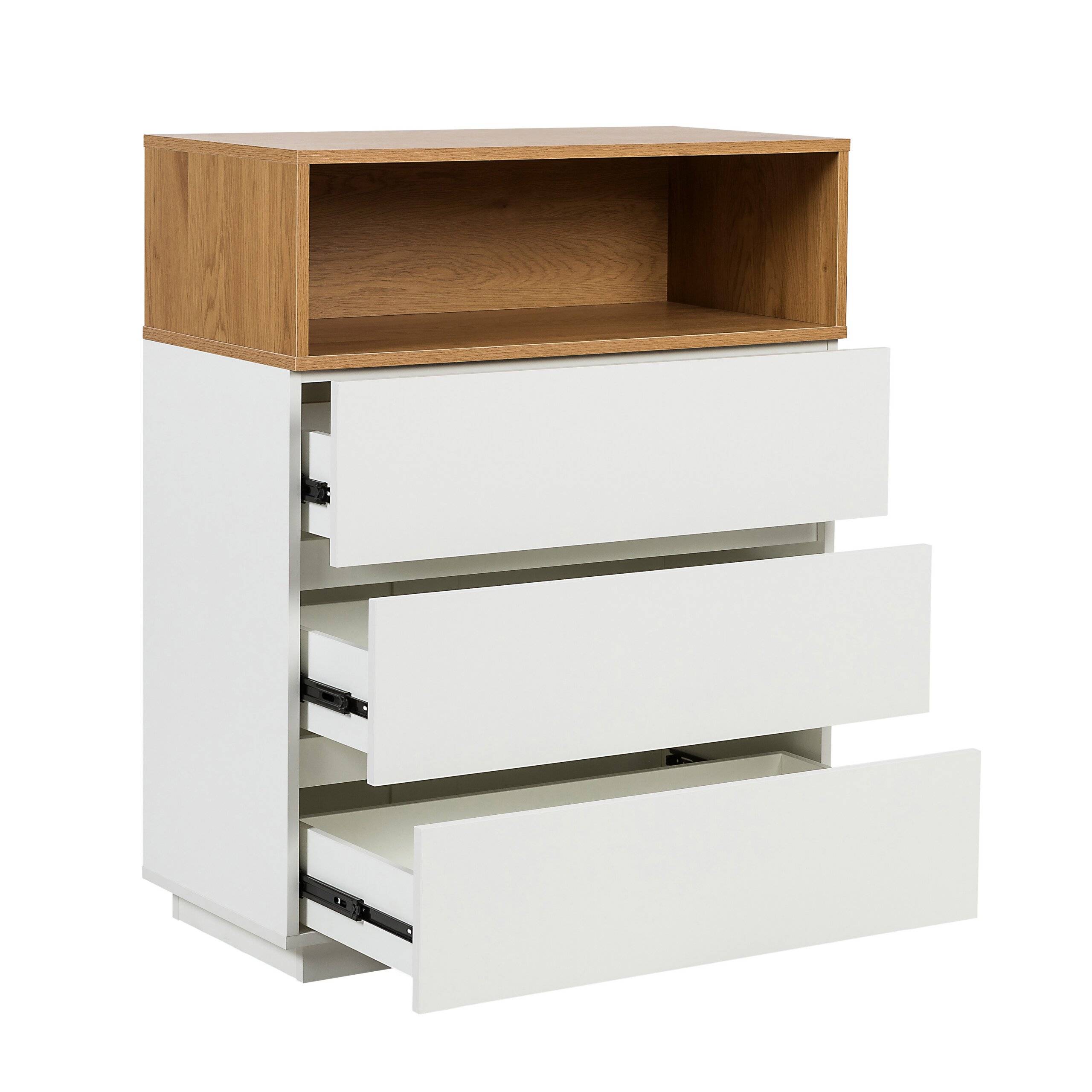 Kommode MELMO K 80x40x100 cm 3 Schubladen weiß/eiche hjh LIVING-2