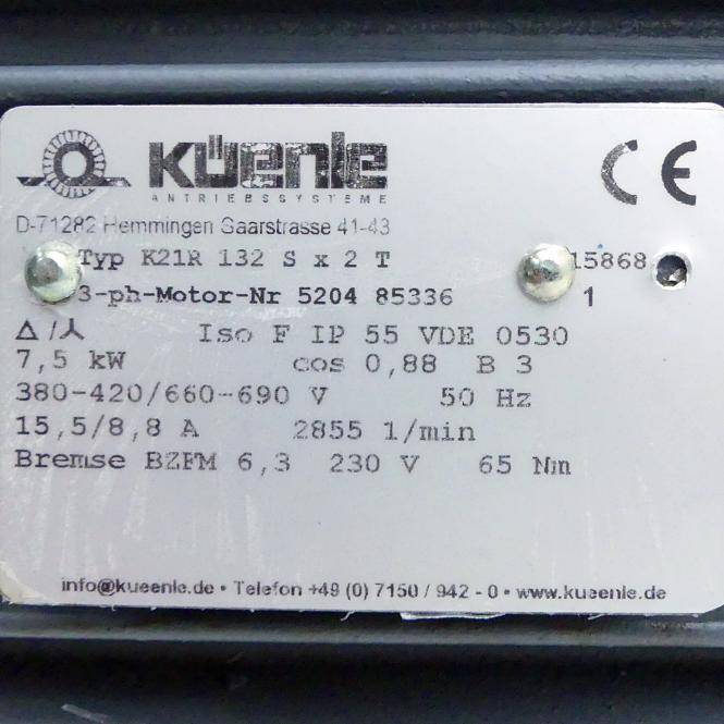 Küenle Drehstrommotor K21R132 S x 2 T (K21R132 S x 2 T)-1