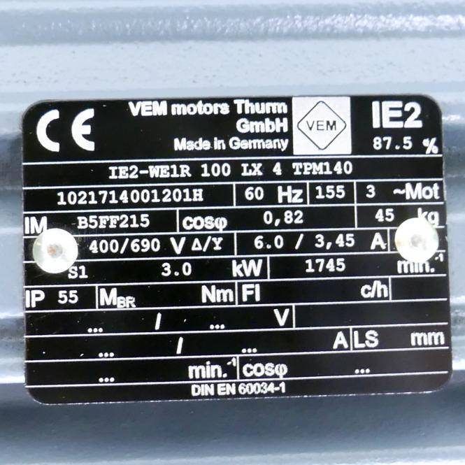 VEM motors Drehstrommotor IE2-WE1R 100 LX 4 TPM140 (1021714001201H)-1