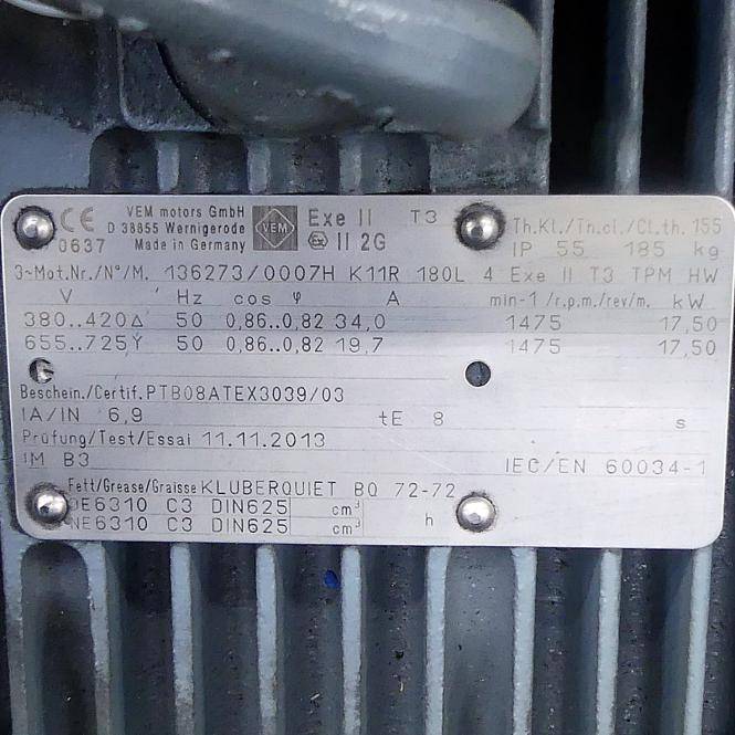 VEM motors Drehstrommotor K11R 180L 4 Exe II T3 TPM HW (136273/0007H)-1