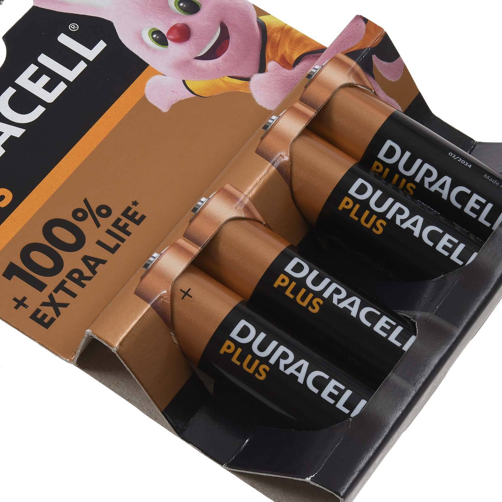 Duracell Batterie Alkaline Mignon AA LR06 1.5V Plus Extra Life 4er Blister, 1,5V, Alkaline-2