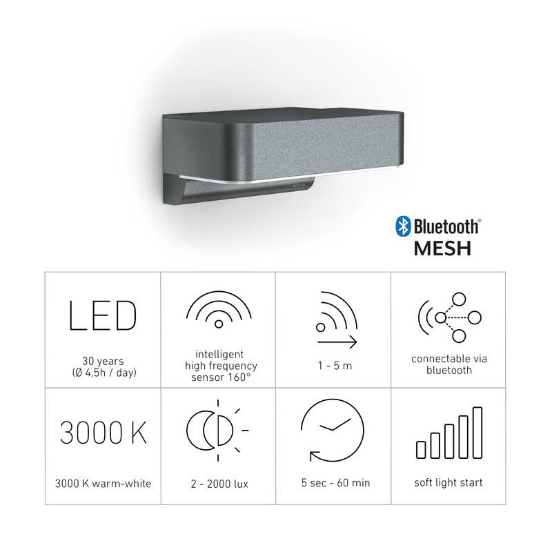 Steinel Sensor-Außenleuchte L 800 LED iHF Connect Anthrazit-3
