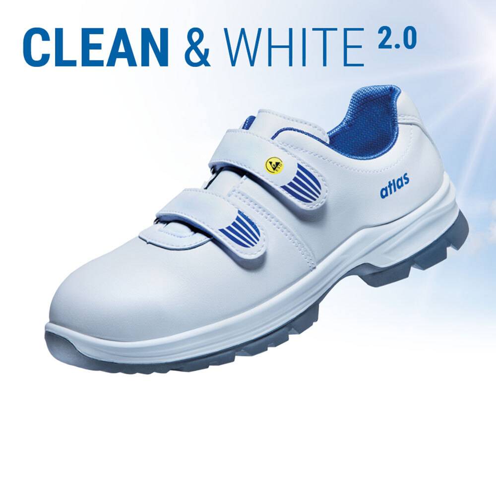 Atlas Sicherheitsschuh CL 400 S2 mit Klettverschluss EN ISO 20345:2012, ESD SRC weiß Weite 10-2