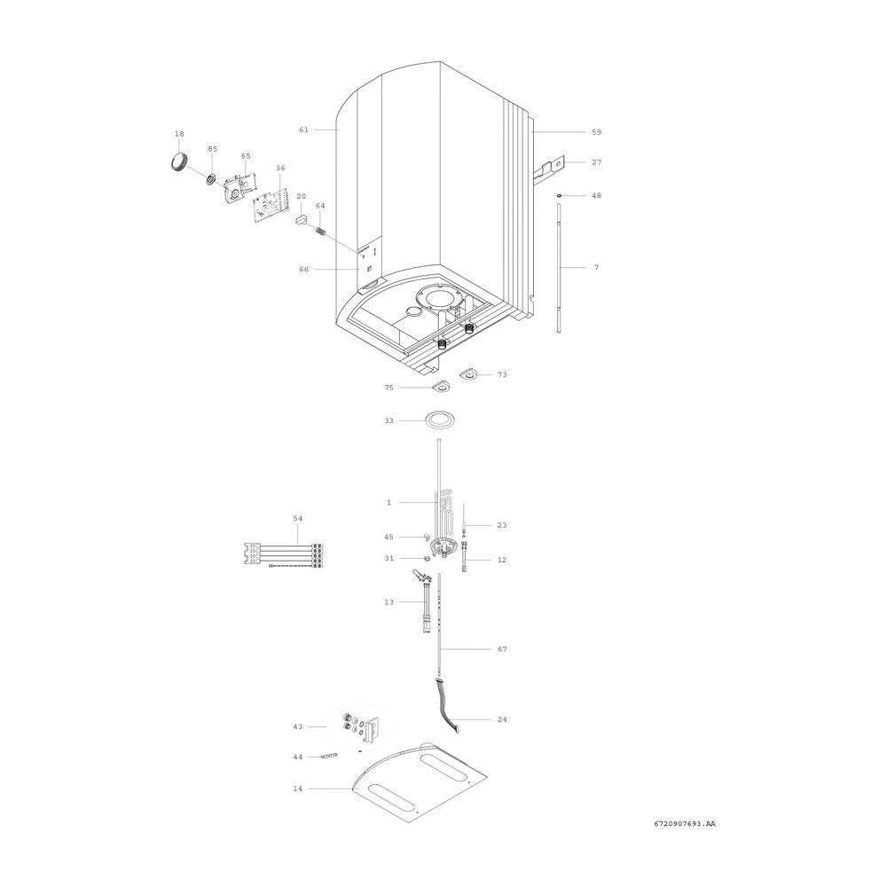 Bosch Wandspeicher Tronic TR5500 T 30 EB 655x410x394mm, 3kW, Liter, Ein-/Zweikreis-1